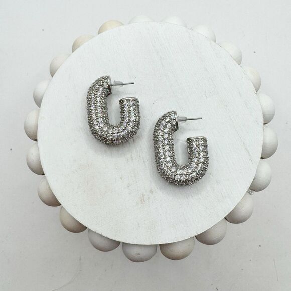 Luv Aj Silver Crystal Earrings - Picture 1 of 11
